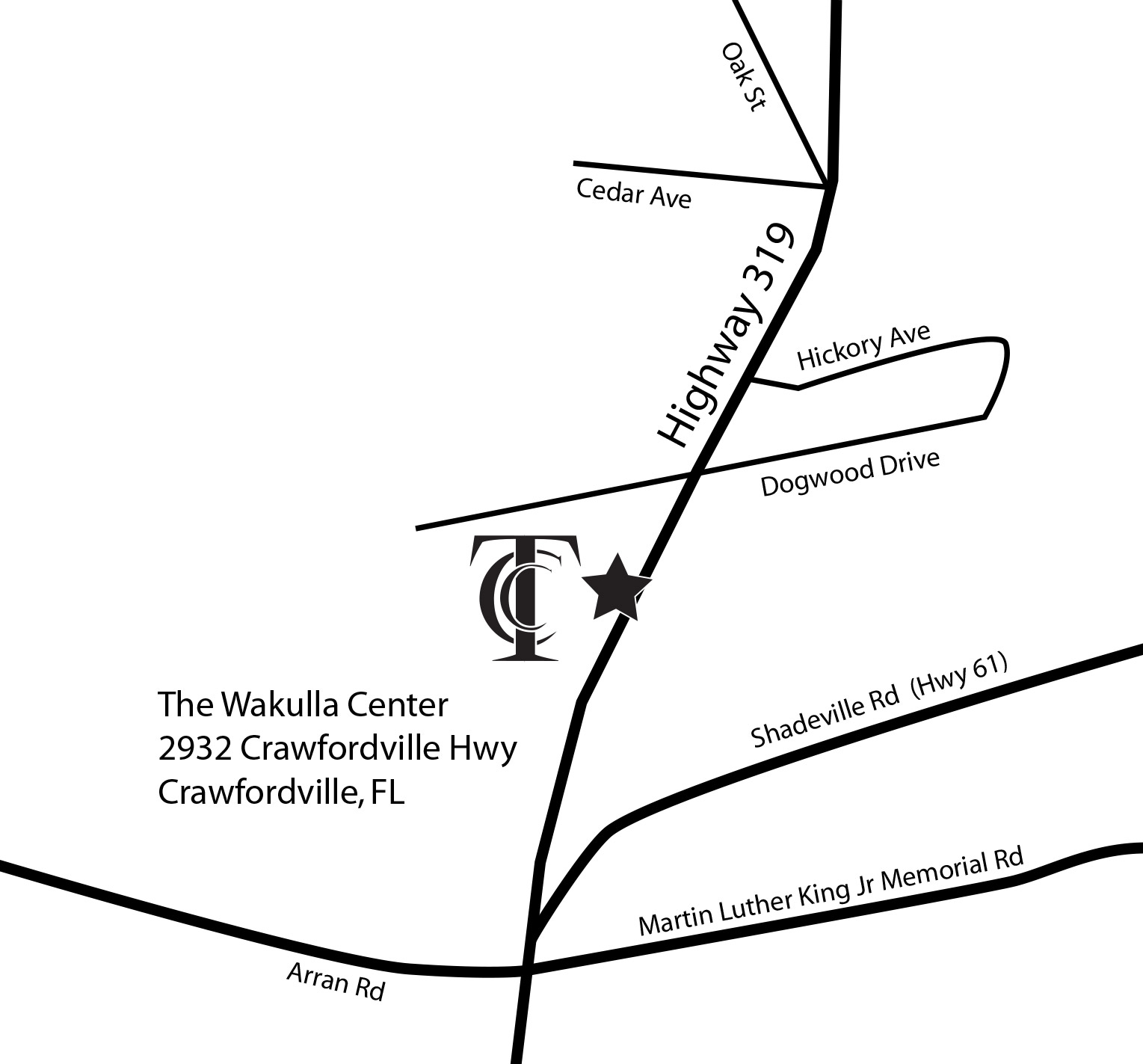 Map to TCC Wakulla Center